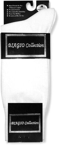 6 Pair of Biagio Solid WHITE Color Men's COTTON Dress SOCKS in Kuwait