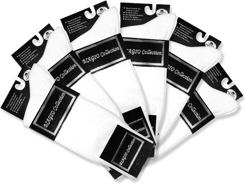 6 Pair of Biagio Solid WHITE Color Men's COTTON Dress SOCKS in Kuwait