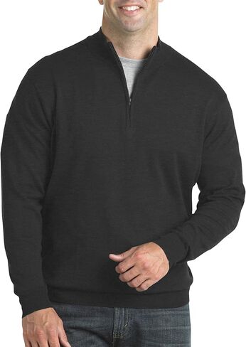 Harbor Bay by DXL Men's Big and Tall Quarter-Zip Pullover Sweater | Lightweight Cotton with Ribbed-Knit Collar, Cuffs and Hem in Saudi Arabia