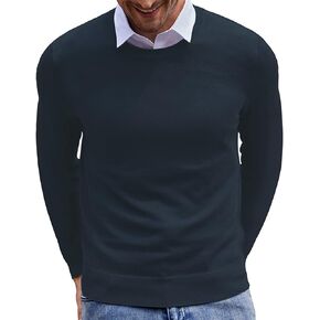 Aimeilgot Mens Crewneck Sweater Casual Knit Striped Classic Pullover Sweater Long Sleeve Sweater for Men with Ribbing Edge