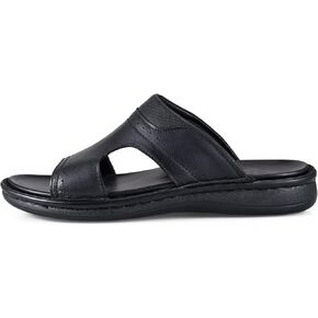 FIEEIF Men's Leather Slides Open Toe Outdoor Slippers Comfort Arch Support Retro Casual Flip Flops Summer Fisherman Slip On Sandals for Men in Saudi Arabia