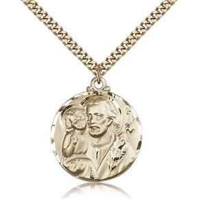 Jewel Basket Saint Joseph Medals - Gold Plated St. Joseph Pendant Including 24 Inch Necklace in Kuwait