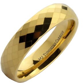 MJ Metals Jewelry خاتم زفاف من كربيد التنجستن ذو الأوجه على شكل قرص العسل مطلي بالذهب أو الذهب الوردي أو الأسود in Kuwait