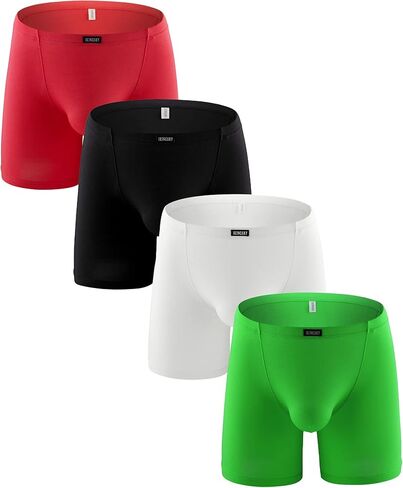 iKingsky Men's Modal Long leg Boxer Briefs Sexy Bulge Shorts Underwear No Ride Up Tunks Under Panties in Kuwait