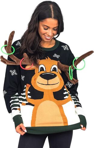 Reindeer Ring Toss 3D Ugly Christmas Sweater in Saudi Arabia