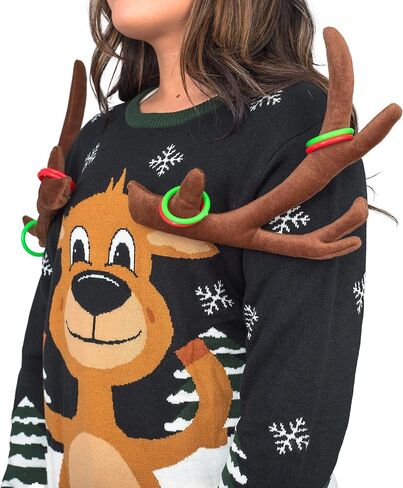 Reindeer Ring Toss 3D Ugly Christmas Sweater in Saudi Arabia