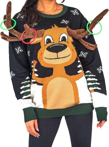 Reindeer Ring Toss 3D Ugly Christmas Sweater in Saudi Arabia
