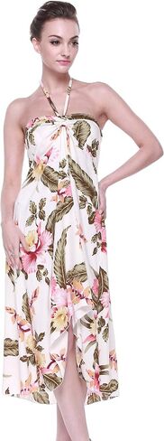 Couple Matching Hawaiian Luau Party Outfit Set Shirt Dress in Cream Rafelsia in Saudi Arabia