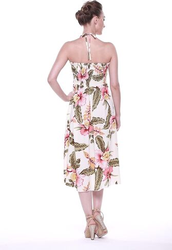 Couple Matching Hawaiian Luau Party Outfit Set Shirt Dress in Cream Rafelsia in Saudi Arabia