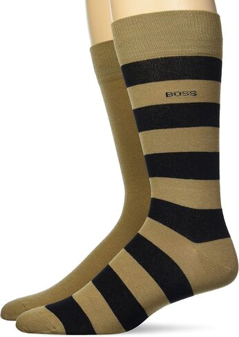 BOSS mens 2-pack Bold Stripe Solid Combed Cotton Socks in Saudi Arabia