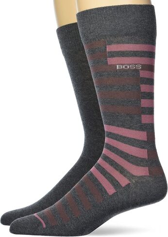 BOSS mens 2-pack Bold Stripe Solid Combed Cotton Socks in Saudi Arabia
