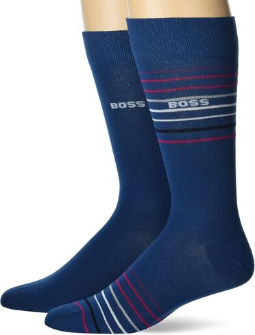BOSS mens 2-pack Bold Stripe Solid Combed Cotton Socks in Saudi Arabia