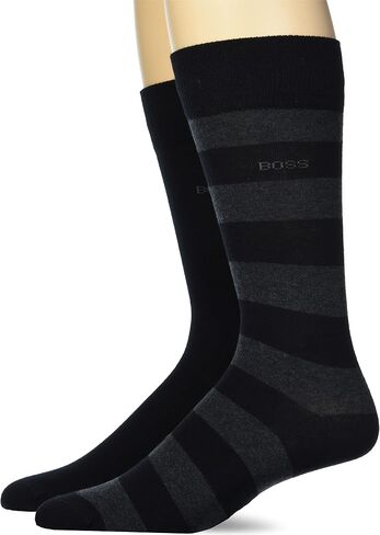 BOSS mens 2-pack Bold Stripe Solid Combed Cotton Socks in Saudi Arabia