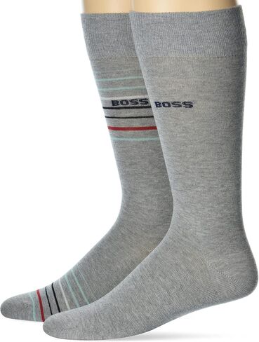 BOSS mens 2-pack Bold Stripe Solid Combed Cotton Socks in Saudi Arabia