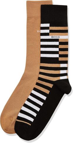 BOSS mens 2-pack Bold Stripe Solid Combed Cotton Socks in Saudi Arabia