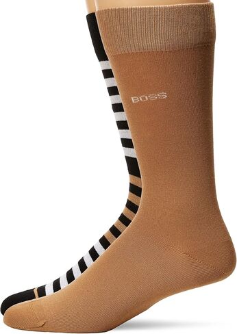BOSS mens 2-pack Bold Stripe Solid Combed Cotton Socks in Saudi Arabia