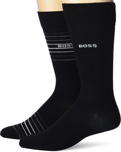 BOSS mens 2-pack Bold Stripe Solid Combed Cotton Socks in Saudi Arabia