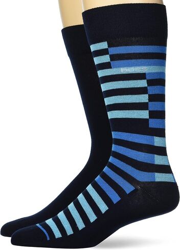 BOSS mens 2-pack Bold Stripe Solid Combed Cotton Socks in Saudi Arabia
