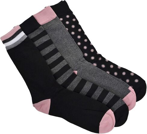 Bar III Men's 4 Value Pack Dress Socks Created for Macy's Black Pink Dot Stripes Shoes Size 7-12 Sock/Size 10-13 in Kuwait
