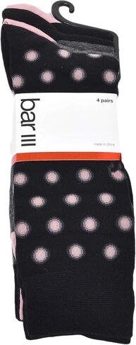 Bar III Men's 4 Value Pack Dress Socks Created for Macy's Black Pink Dot Stripes Shoes Size 7-12 Sock/Size 10-13 in Kuwait