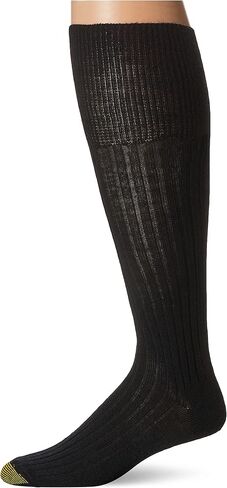 Gold Toe Men's Windsor Wool-Blend Over-the-Calf Dress Sock - One Size - Black (Pack of 3) in Kuwait
