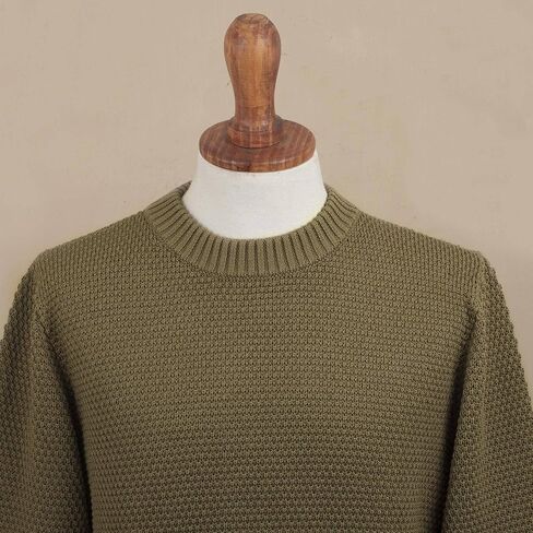 NOVICA Men's pima Cotton Sweater, Casual Style in Olive Green' in Kuwait
