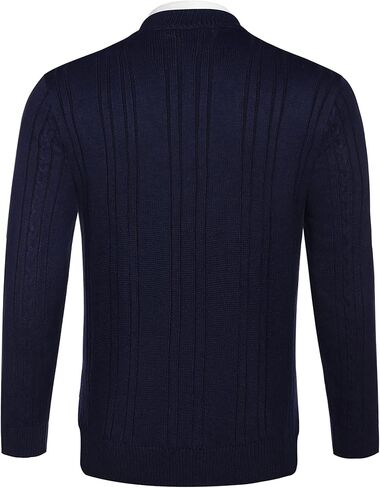 COOFANDY Men's Full Zip Cardigan Sweater Casual Cable Knitted Stand Collar Sweater with Pockets in Kuwait