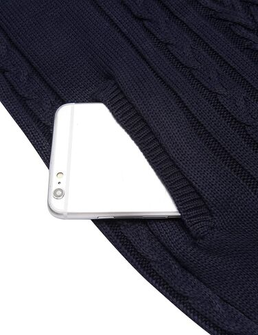 COOFANDY Men's Full Zip Cardigan Sweater Casual Cable Knitted Stand Collar Sweater with Pockets in Kuwait