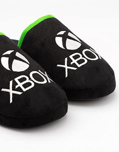 XBOX Slippers للرجال البالغين بشعار وحدة التحكم في الألعاب، حذاء أسود أخضر in Saudi Arabia