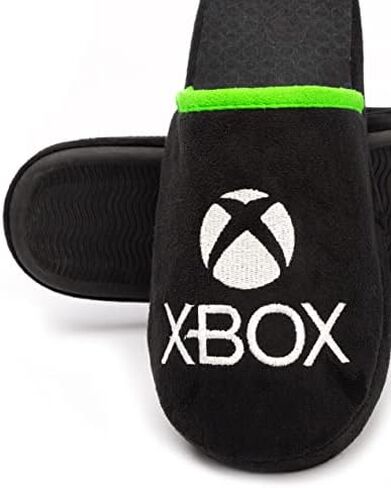 XBOX Slippers للرجال البالغين بشعار وحدة التحكم في الألعاب، حذاء أسود أخضر in Saudi Arabia