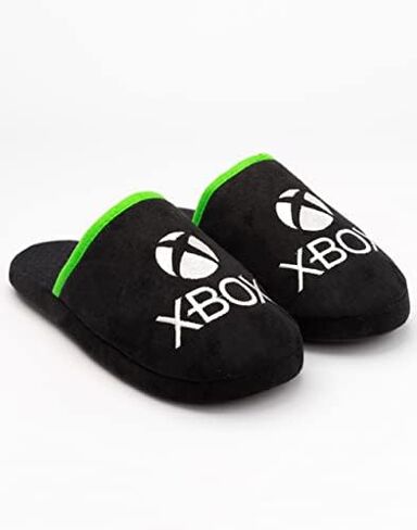 XBOX Slippers للرجال البالغين بشعار وحدة التحكم في الألعاب، حذاء أسود أخضر in Saudi Arabia