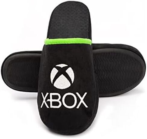 XBOX Slippers للرجال البالغين بشعار وحدة التحكم في الألعاب، حذاء أسود أخضر in Saudi Arabia