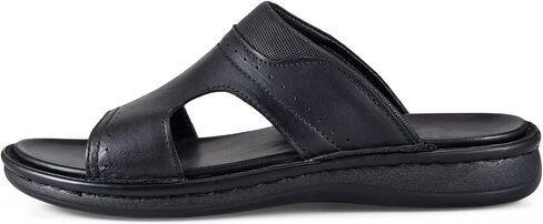 FIEEIF Men's Leather Slides Open Toe Outdoor Slippers Comfort Arch Support Retro Casual Flip Flops Summer Fisherman Slip On Sandals for Men in Kuwait