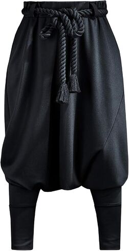 ByTheR Harem Pants for Men Goth Genie Boho Baggy Trousers with Rope Belt Black in Saudi Arabia