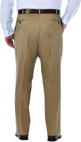 Haggar mens Big-tall Premium No Iron Khaki Classic-fit Expandable-waist Flat-front dress pants, British Khaki, 60W x 30L US in Saudi Arabia