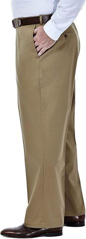 Haggar mens Big-tall Premium No Iron Khaki Classic-fit Expandable-waist Flat-front dress pants, British Khaki, 60W x 30L US in Saudi Arabia