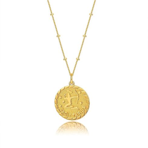Astrology Zodiac Necklace in Gold | Horoscope Zodiac Pendant Coin Medallion Necklace 18-20'' in Kuwait