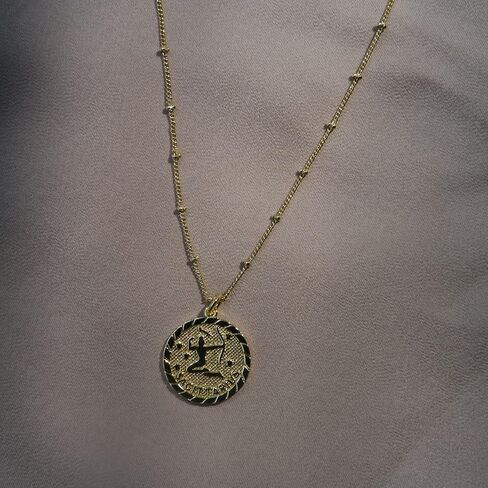 Astrology Zodiac Necklace in Gold | Horoscope Zodiac Pendant Coin Medallion Necklace 18-20'' in Kuwait