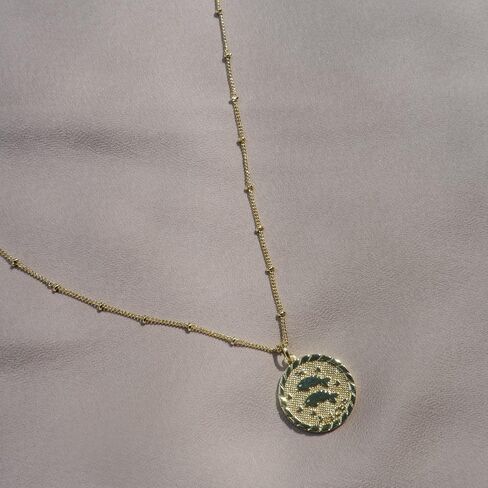 Astrology Zodiac Necklace in Gold | Horoscope Zodiac Pendant Coin Medallion Necklace 18-20'' in Kuwait