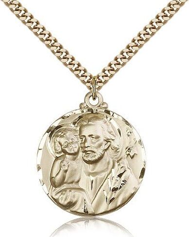 Jewel Basket Saint Joseph Medals - Gold Plated St. Joseph Pendant Including 24 Inch Necklace in Kuwait