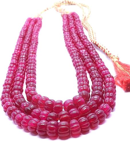 3 Strand AAA Ruby Quartz Hand Curved Watermelon Beads, Ruby Quartz Curved Beads, 10 MM Ruby Quartz Pumpkin Necklace Beads, in Saudi Arabia