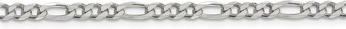 Solid 925 Sterling Silver 4mm Pave Flat Figaro Chain Necklace - with Secure Lobster Lock Clasp in Kuwait