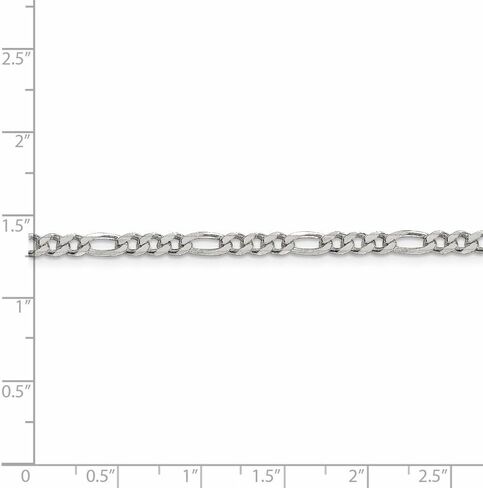 Solid 925 Sterling Silver 4mm Pave Flat Figaro Chain Necklace - with Secure Lobster Lock Clasp in Kuwait