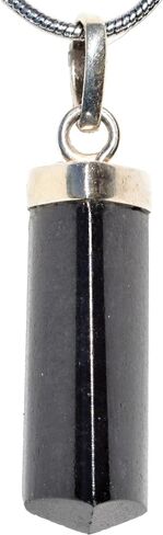 Custom Charged 925 Sterling Silver Natural Black Tourmaline Crystal Point Pendant NO CHAIN + Selenite Heart Charging Crystal [Included] in Saudi Arabia