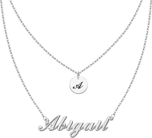 MeMoShe Layered Choker Name Necklace Personalized, Custom Initial Letter Disc Necklace, 18K Gold Plated Charm Jewelry for Her in Kuwait