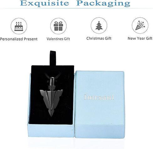 Imrsanl Cremation Jewelry for Ashes Stainless Steel Urn Pendant Necklace for Mens Boys Cool Spearpoint Arrowhead Memorial Keepsake Ash Jewelry in Saudi Arabia