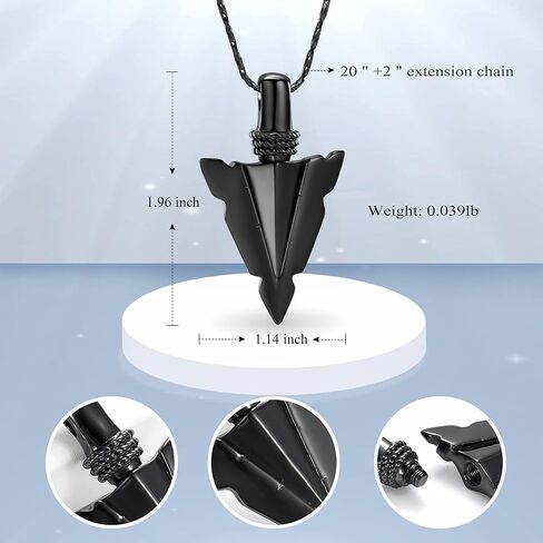 Imrsanl Cremation Jewelry for Ashes Stainless Steel Urn Pendant Necklace for Mens Boys Cool Spearpoint Arrowhead Memorial Keepsake Ash Jewelry in Saudi Arabia