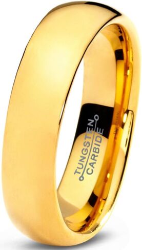 Charming Jewelers Tungsten Wedding Band Ring 5mm for Men Women Comfort Fit 18K Yellow Gold Plated Plated Domed Polished Size 9 in Saudi Arabia