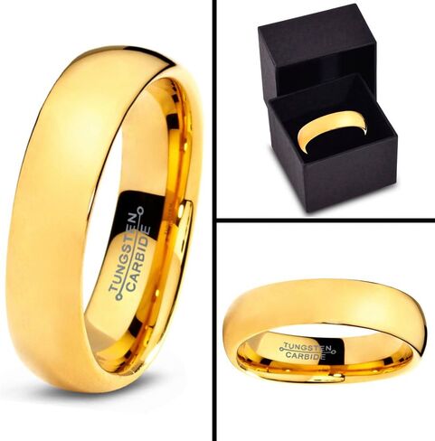 Charming Jewelers Tungsten Wedding Band Ring 5mm for Men Women Comfort Fit 18K Yellow Gold Plated Plated Domed Polished Size 9 in Saudi Arabia