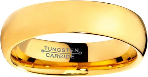 Charming Jewelers Tungsten Wedding Band Ring 5mm for Men Women Comfort Fit 18K Yellow Gold Plated Plated Domed Polished Size 9 in Saudi Arabia